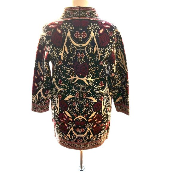 MaxSport Size M Black Red Floral Bohemian Longline Open Cardigan Duster Sweater - Picture 7 of 16